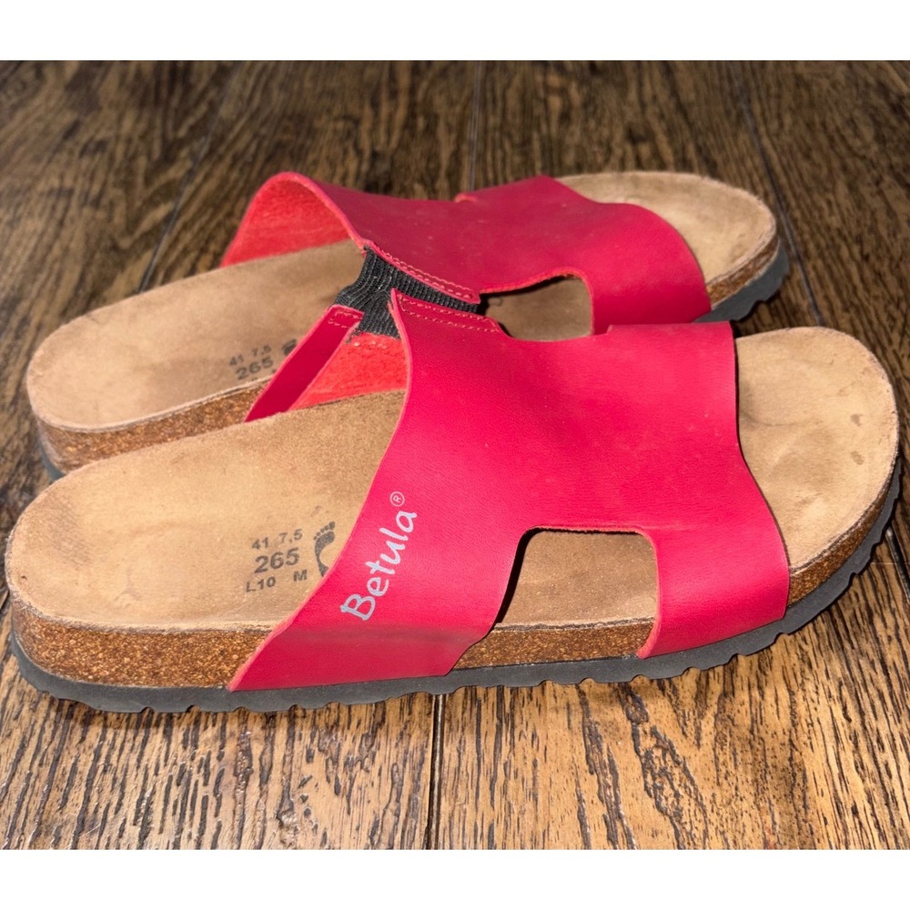Birkenstock Betula Womens Red Birko Flor Comfort Slides Sandals Size 41 (10)